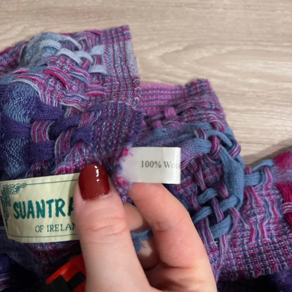 Suantrai Irish Wool Purple Knit Scarf Fall Holiday Celtic Whimseygoth Fairycore